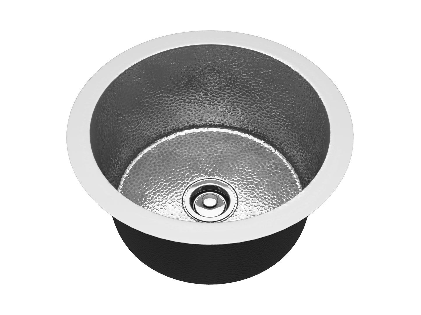 Compass Drop-in Handmade Copper 17 in. 0-Hole Single Bowl Kitchen Sink in Hammered Nickel