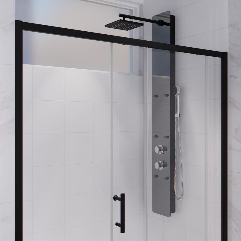 Halberd 48 in. x 72 in. Framed Shower Door with TSUNAMI GUARD in Matte Black