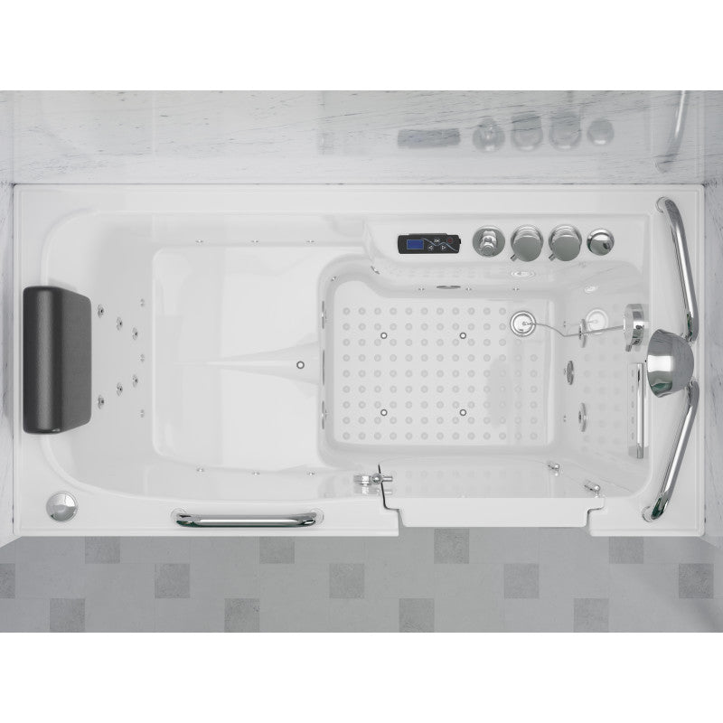 Swcorp 2753FLWL Left Drain Fully Loaded Walk-In Bathtub with Air Jets & Whirlpool Massage Jets Hot Tub, White