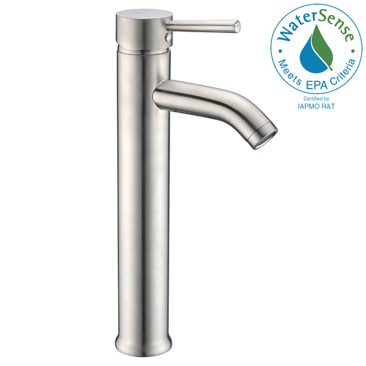 Fann Single Hole Single-Handle Vessel Bathroom Faucet in Brushed Nickel