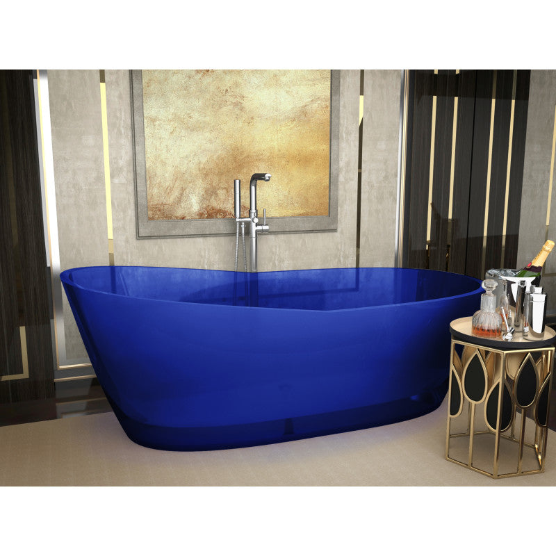 FT-AZ521-BL - Ember 5.4 ft. Solid Surface Center Drain Freestanding Bathtub in Regal Blue