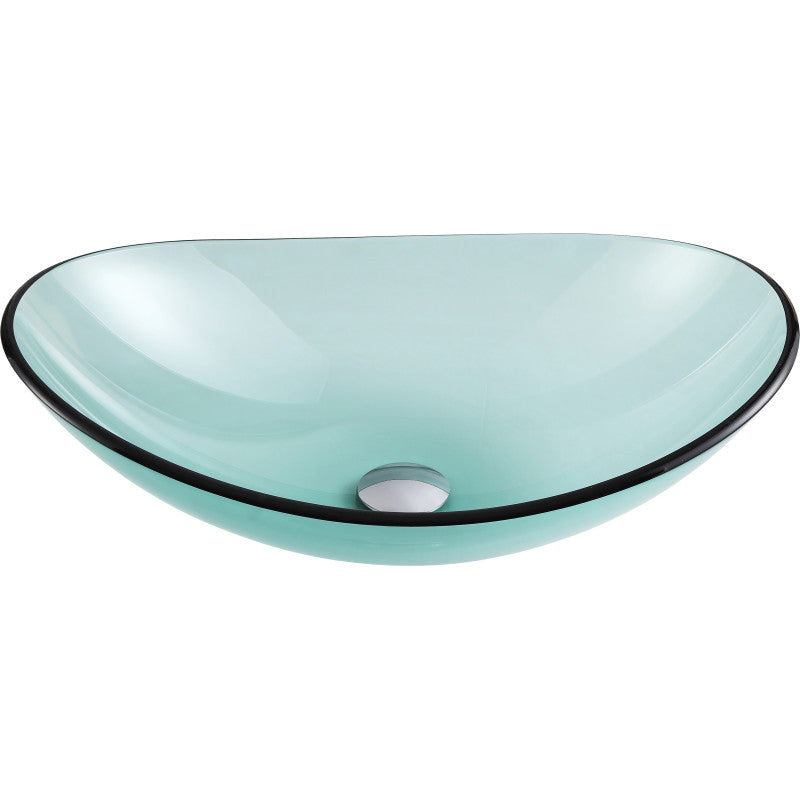 LSAZ076-041 - Major Series Deco-Glass Vessel Sink in Lustrous Green with Fann Faucet in Chrome