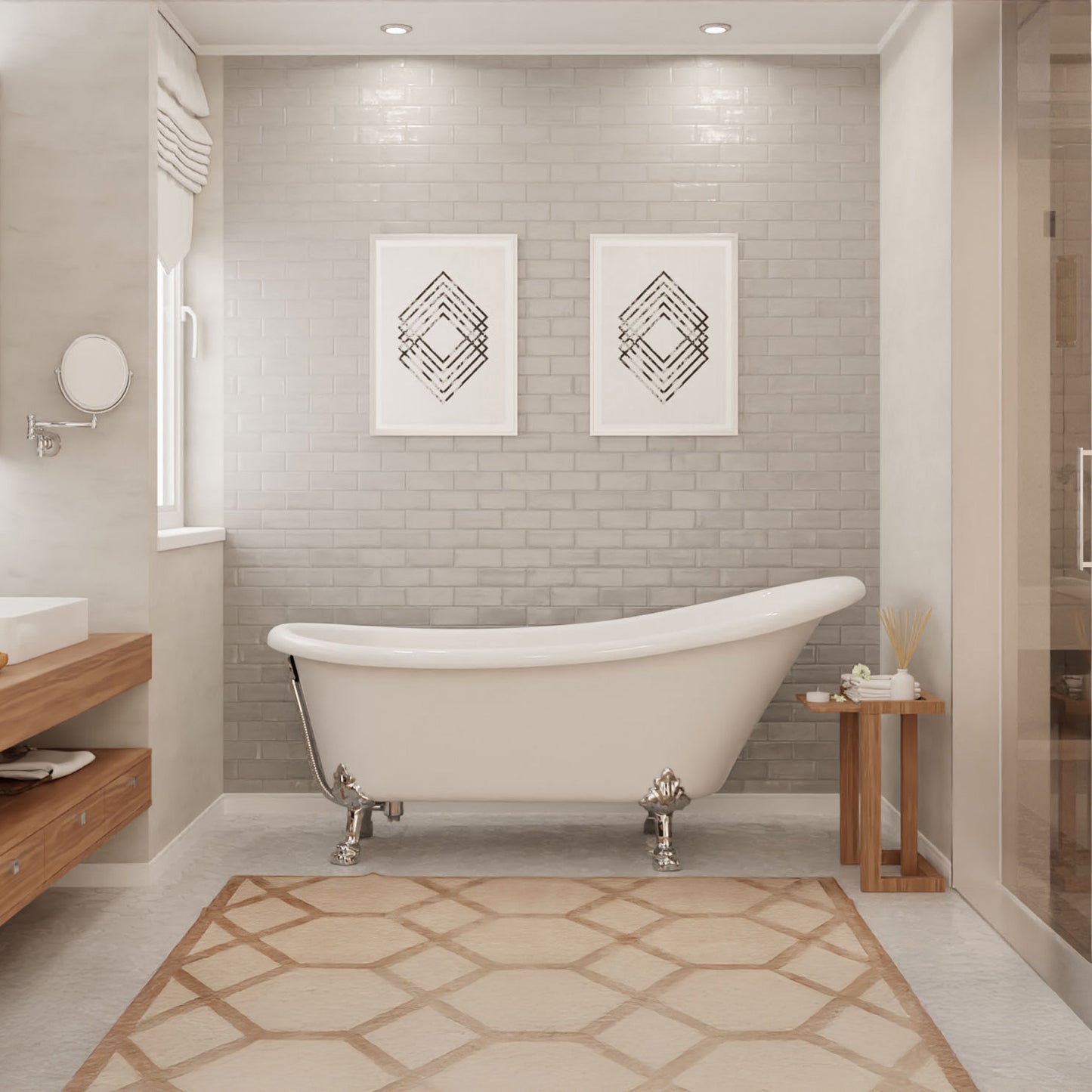 Clawfoot Series 67 in. x 30 in. Soaking Freestanding Bathtub with Center Drain in White with Polished Chrome Feet