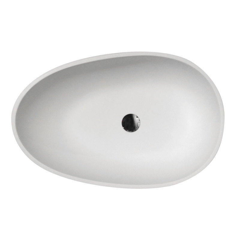 Trident One Piece Solid Surface Vessel Sink in Matte White