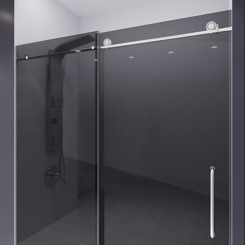 Leon Series 60 in. by 76 in. Frameless Sliding Shower Door with Handle