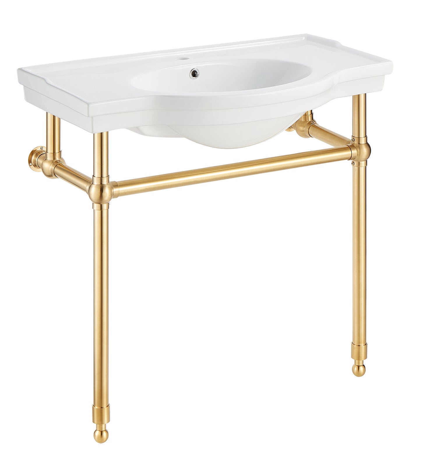 CS-FGC003-BG - Viola 34.5 in. Console Sink in Brushed Gold with Ceramic Counter Top