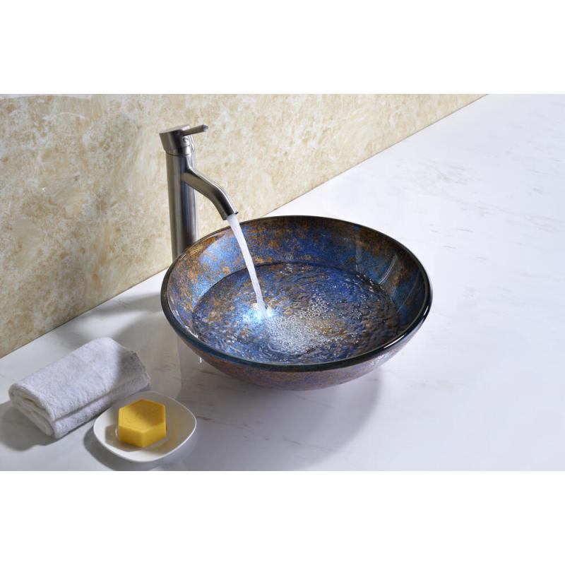 LS-AZ173 - Stellar Series Deco-Glass Vessel Sink in Stellar Burst