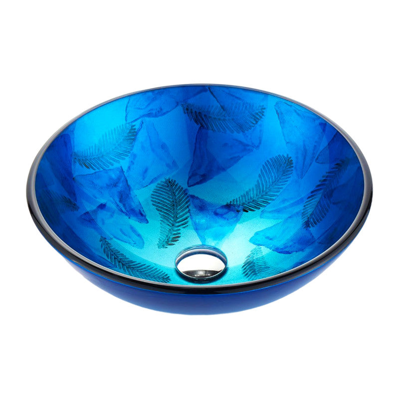 LS-AZ915 - Belissima Round Glass Vessel Bathroom Sink with Stellar Blue Finish