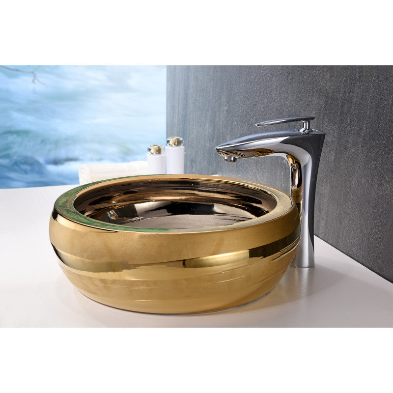 LS-AZ8201 - Levi Series Vessel Sink in Smoothed Gold