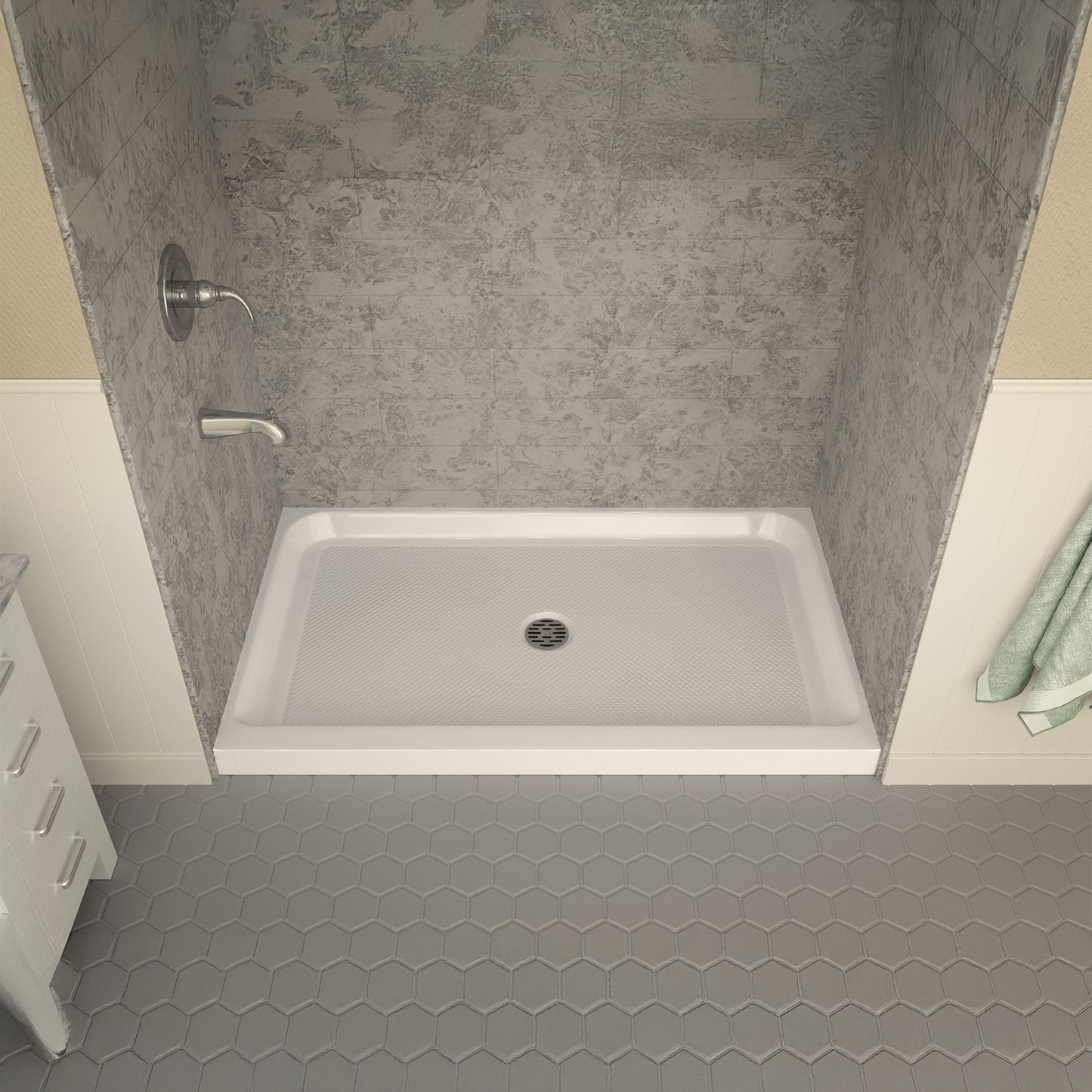 Tier 36 x 60 in. Single Threshold Shower Base in White