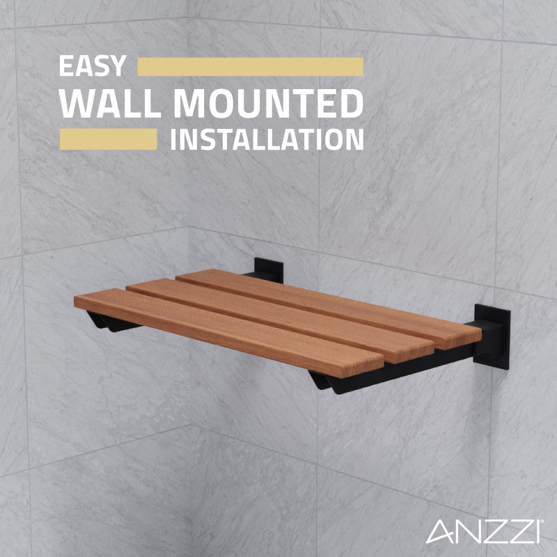 Bohemian 18.7 in. Teak Wall Mounted Folding Shower Seat in Matte