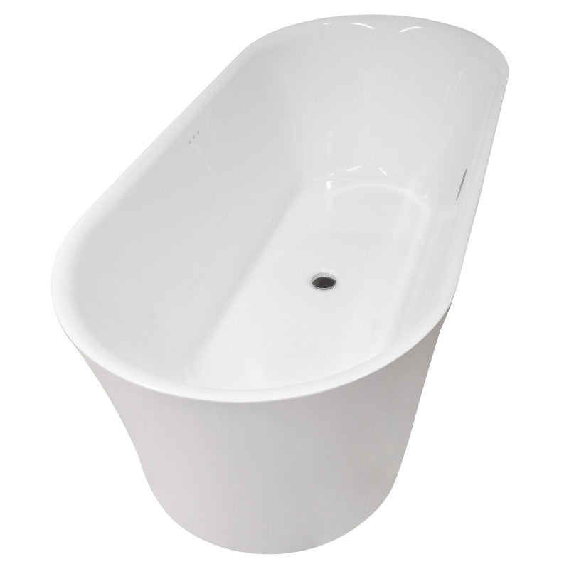 Jericho Series 67 in. x 32 in. Flat Bottom Acrylic Freestanding Air Jetted Bathtub with Center Drain in Glossy White