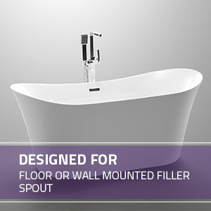 Eft Series 67 in. x 31 in. Flat Bottom Acrylic Freestanding 56 Gallon Soaking Bathtub with Center Drain in Glossy White