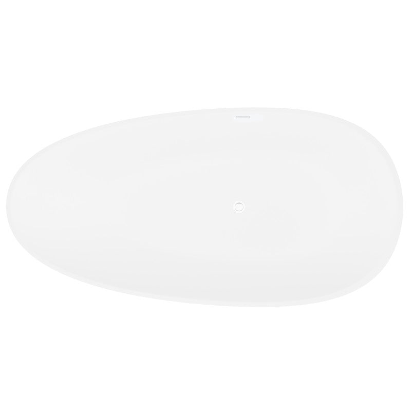 Fiume 5.6 ft. Man-Made Stone Center Drain Freestanding Bathtub in Matte White