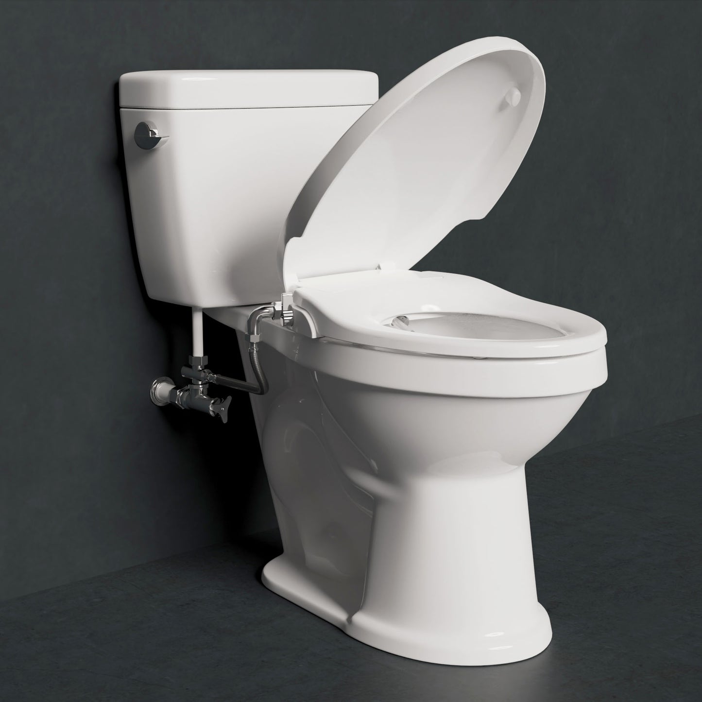 Hal Series Non-Electric Bidet Seat for Elongated Toilet in White with Dual Nozzle, Built-In Side Lever and Soft Close