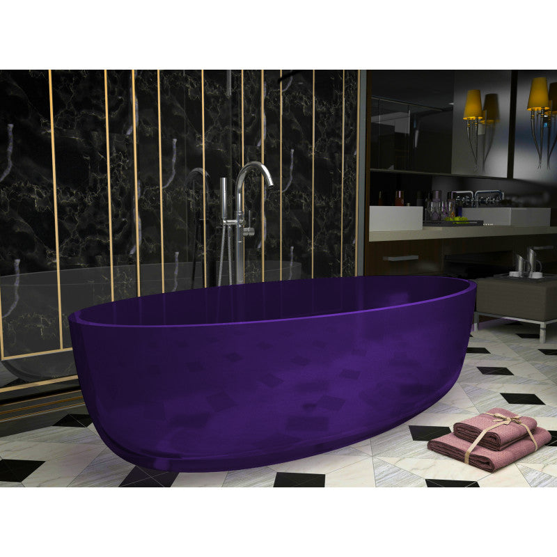 FT-AZ522-PU - Opal 5.6 ft. Solid Surface Center Drain Freestanding Bathtub in Evening Violet