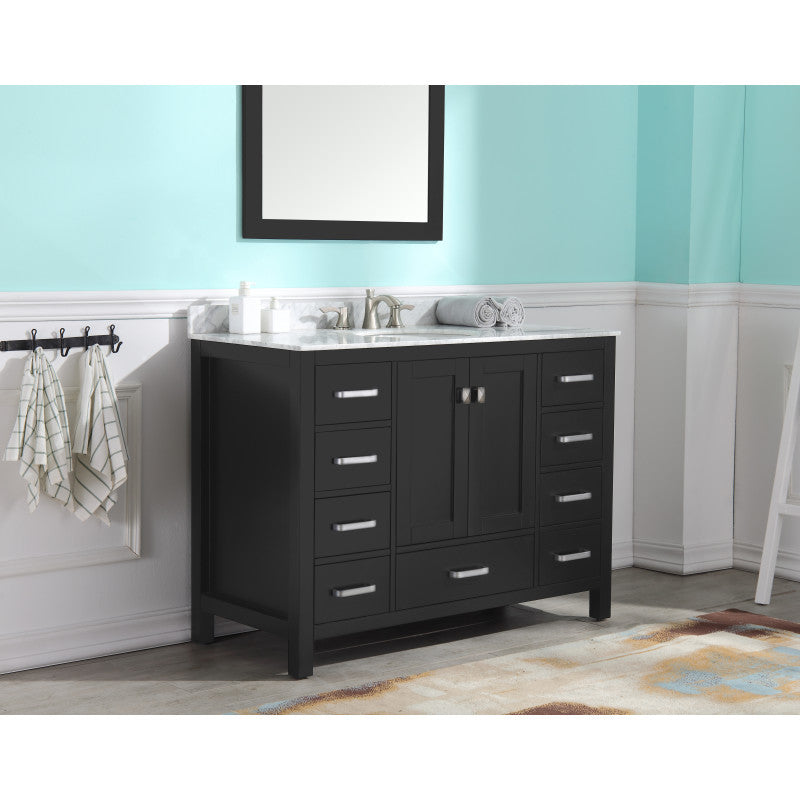 Chateau 48 in. W x 22 in. D Bathroom Bath Vanity Set with Carrara Marble Top with White Sink