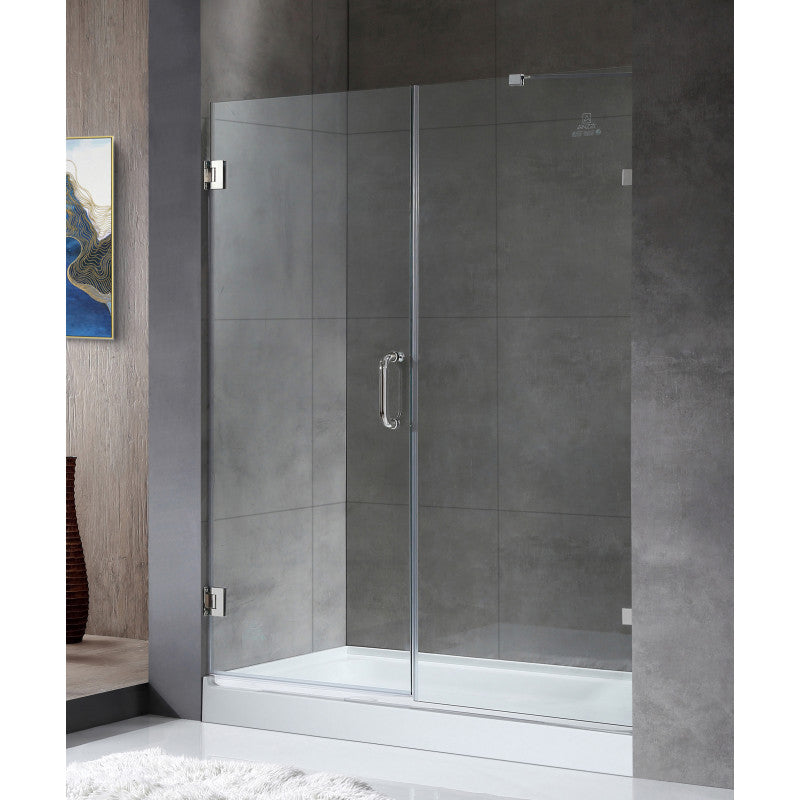 SD-AZ07-01CH - Consort Series 60 in. by 72 in. Frameless Hinged Alcove Shower Door in Polished Chrome with Handle