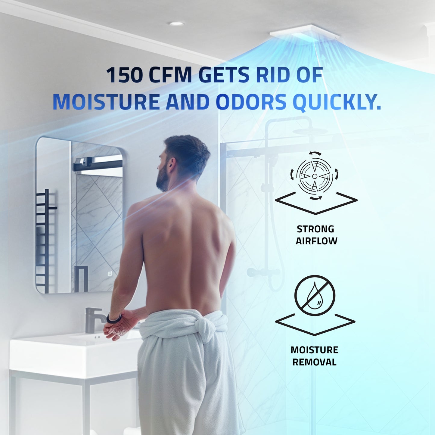 Broad Series 150 CFM Ceiling Mount Bathroom Exhaust Fan with Brilliant LED Light and ENERGY STAR in Soothing White