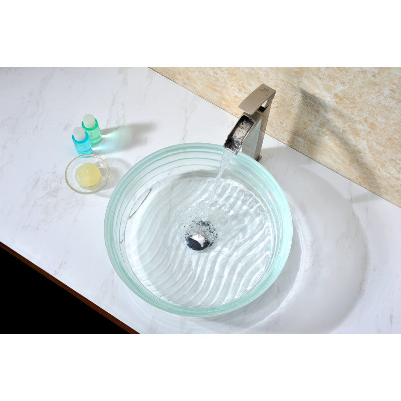 Canta Series Deco-Glass Vessel Sink in Lustrous Translucent Crystal