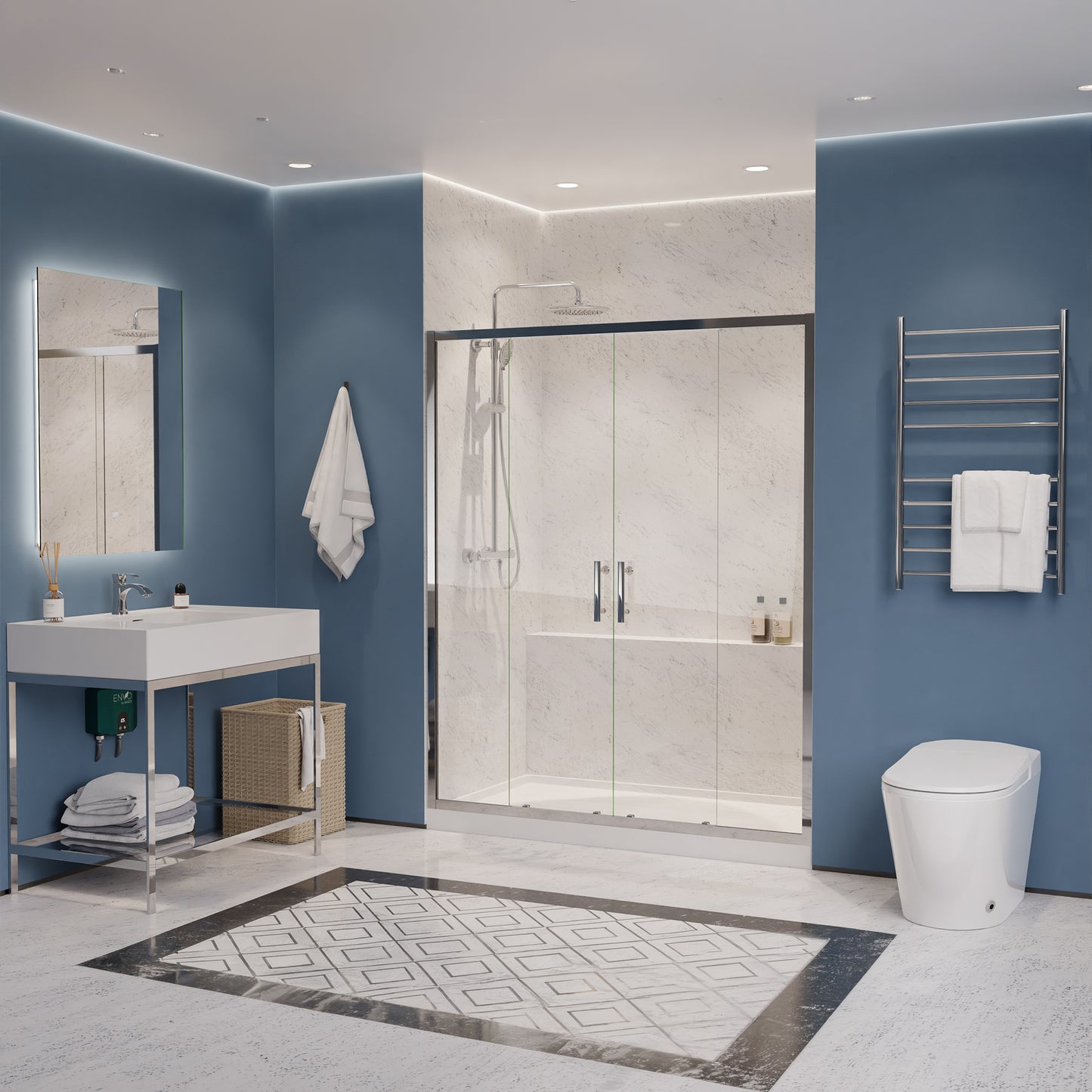 Enchant 70-in. x 60.4-in. Framed Sliding Shower Door