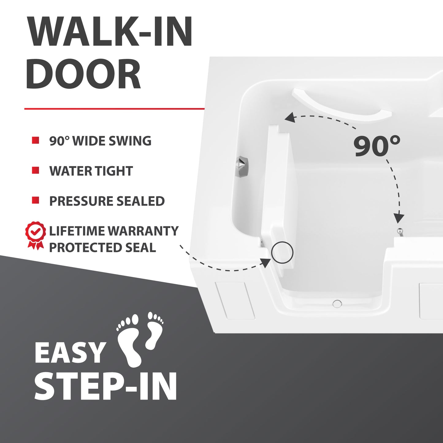 30 in. x 60 in. Right Drain Step-In Walk-In Soaking Tub with Low Entry Threshold in White