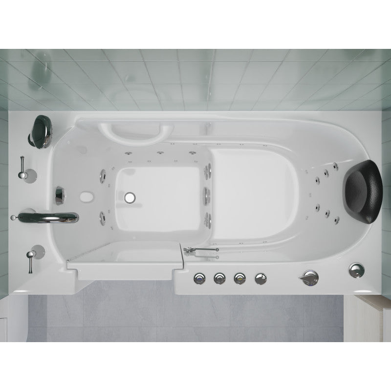 53 - 60 in. x 26 in. Left Drain Air and Whirlpool Jetted Walk-in Tub in White