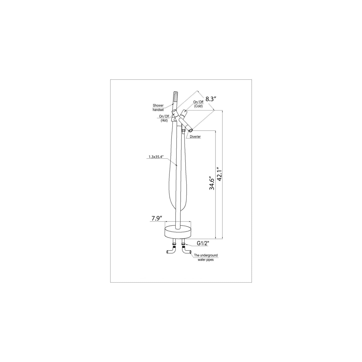 Havasu 2-Handle Claw Foot Tub Faucet with Hand Shower