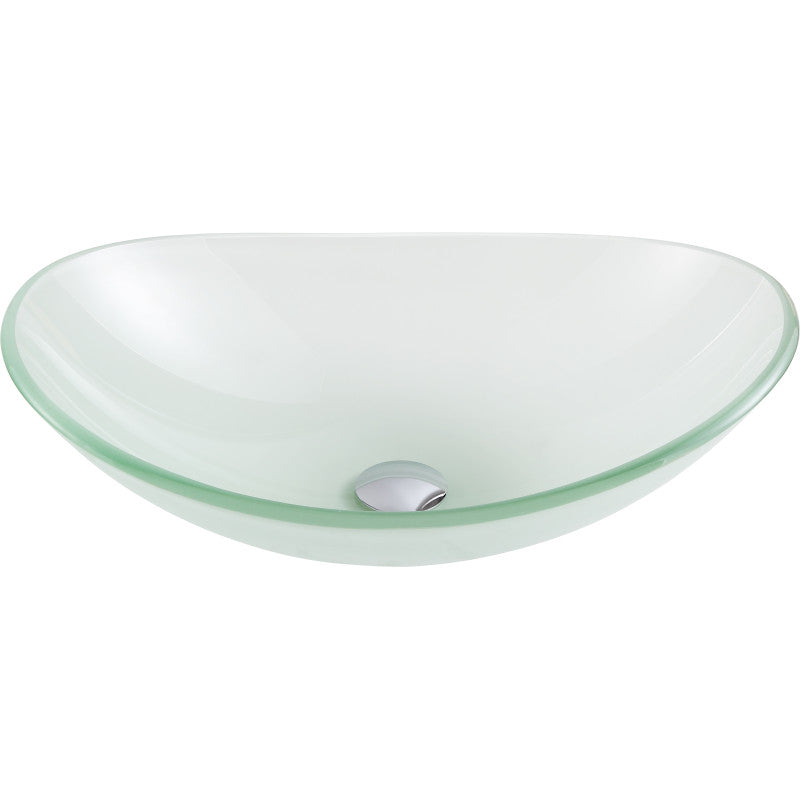 Forza Series Deco-Glass Vessel Sink in Lustrous Frosted with Enti Faucet in Chrome