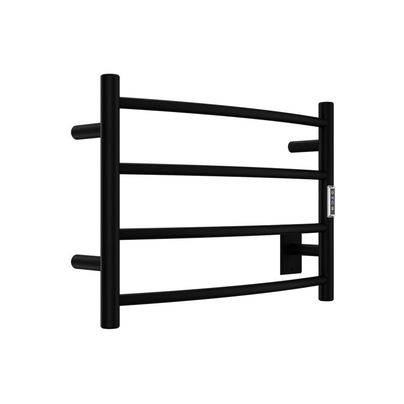 TW-AZ018MBK - Glow Series 4-Bar Wall Mounted Electric Bathroom Towel Warmer Rack in Matte Black Finish Stainless Steel