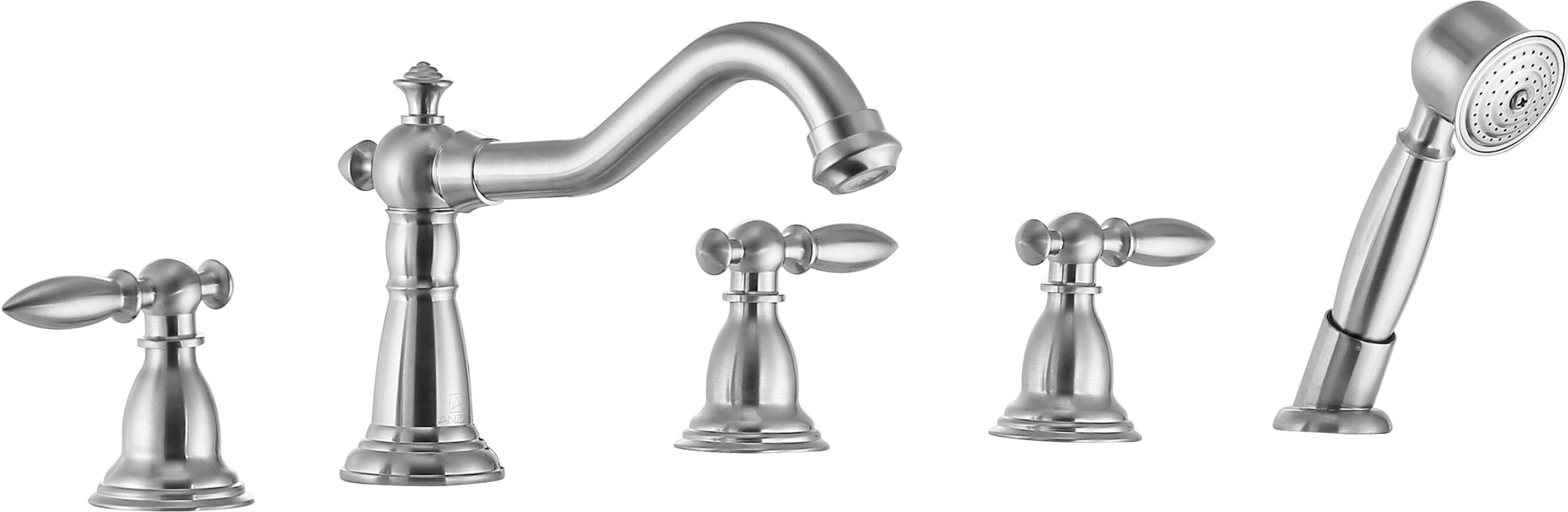 FR-AZ091BN - Patriarch 2-Handle Deck-Mount Roman Tub Faucet with Handheld Sprayer in Brushed Nickel