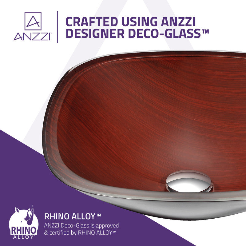 Cansa Series Deco-Glass Vessel Sink in Rich Timber