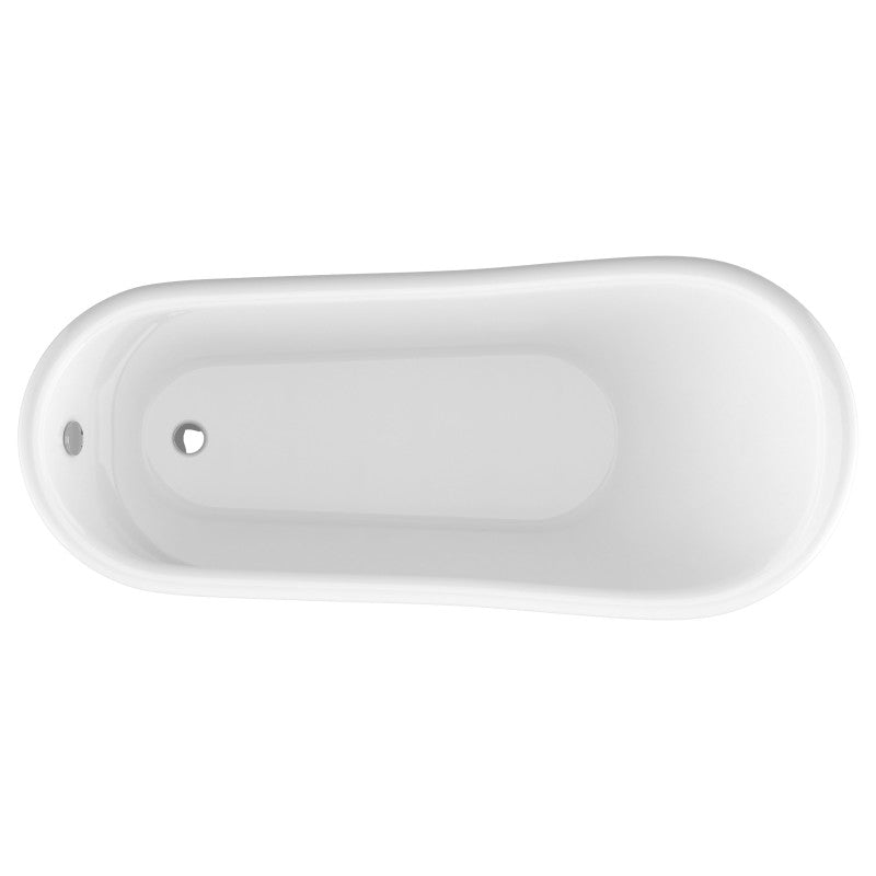 67.32” Diamante Slipper-Style Acrylic Claw Foot Tub in White