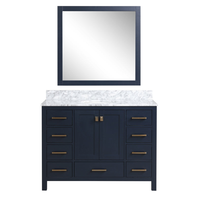 Chateau 48 in. W x 22 in. D Bathroom Bath Vanity Set with Carrara Marble Top with White Sink