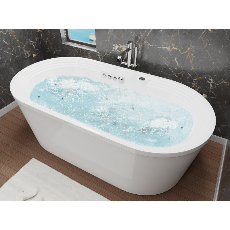 FT-AZ201-R - Sofia 5.6 ft. Center Drain Whirlpool and Air Bath Tub in White