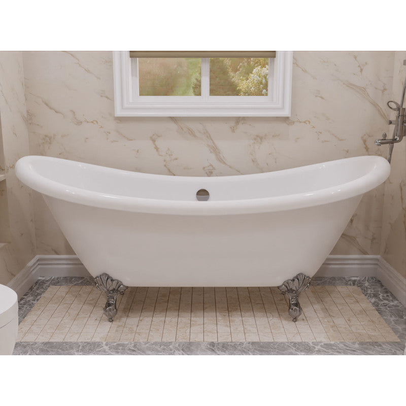 FT-CF130FAFT-CH - 69.29” Belissima Double Slipper Acrylic Claw Foot Tub in White
