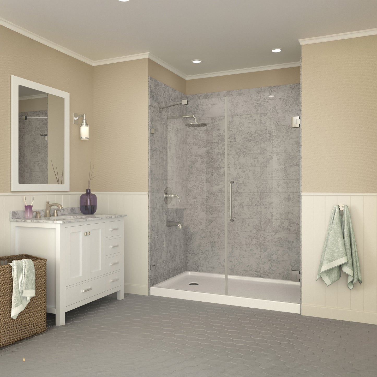 Colossi Base Series 60 in. L x 36 in. W Alcove Shower Shower Pan Base with Left Drain in Glossy White Marine Acrylic