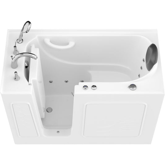 AMZ2653LWH-CP - 53 - 60 in. x 26 in. Left Drain Whirlpool Jetted Walk-in Tub in White