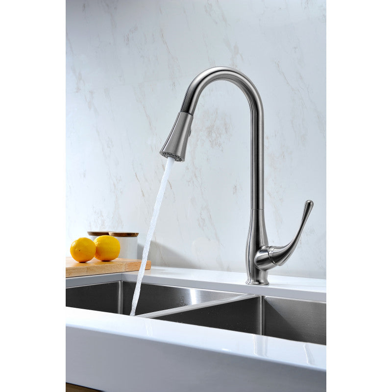 Singer Series Single-Handle Pull-Down Sprayer Kitchen Faucet in Brushed Nickel