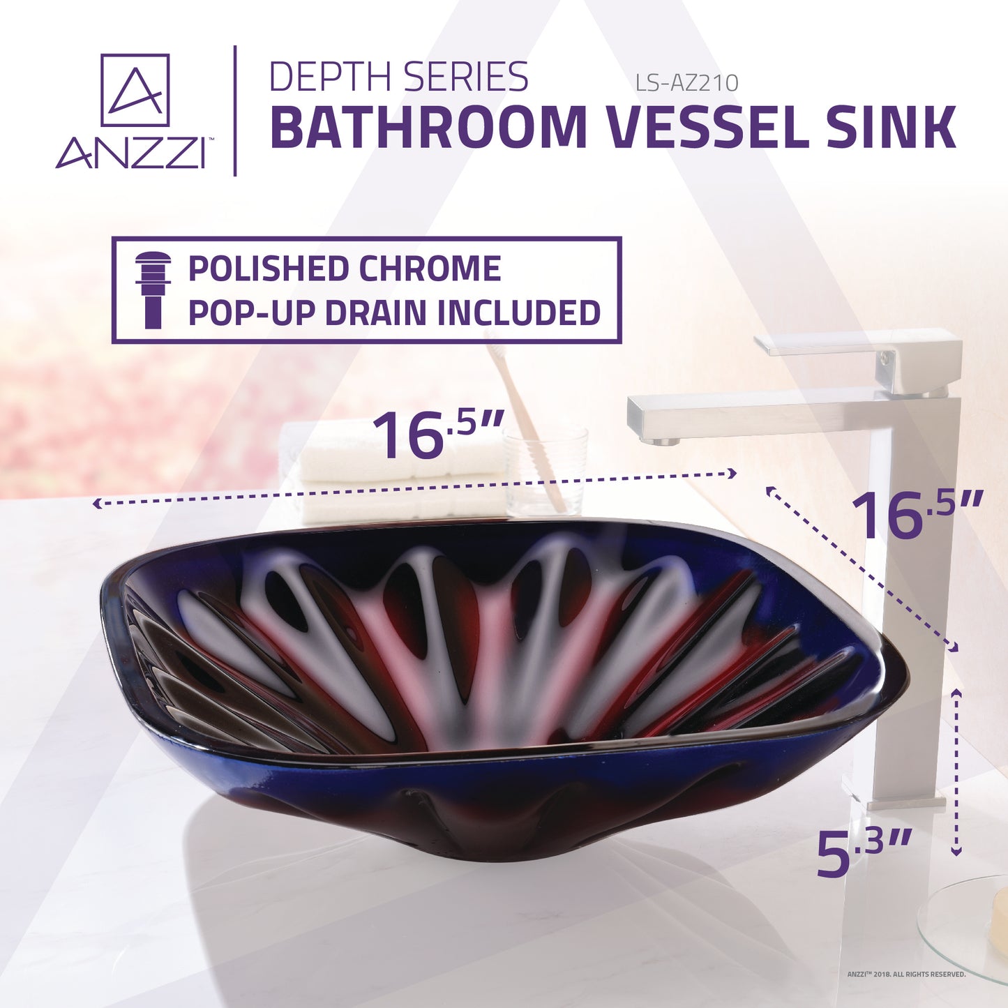 Depth Series Vessel Sink in Multi Color