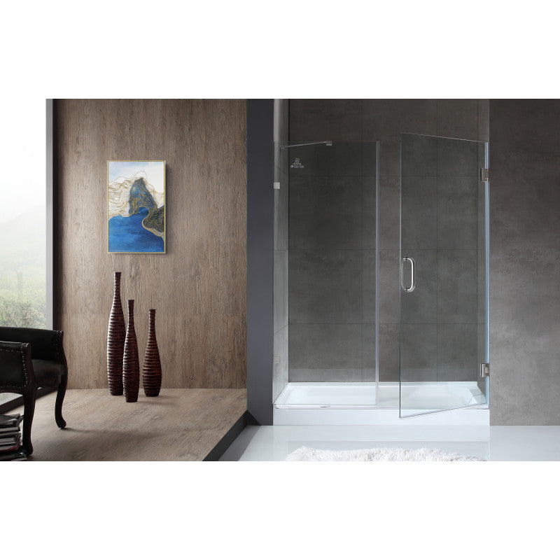 Consort Series 60 in. by 72 in. Frameless Hinged Alcove Shower Door in Brushed Nickel with Handle