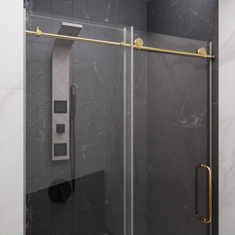 Leon Series 48 in. by 76 in. Frameless Sliding Shower Door with Handle