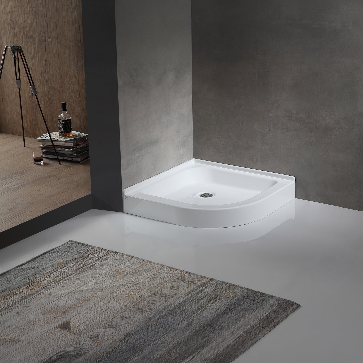 Randi Base Series 36 in. L x 36 in. W Corner Shower Shower Pan Base with Center Drain in Glossy White Marine Acrylic