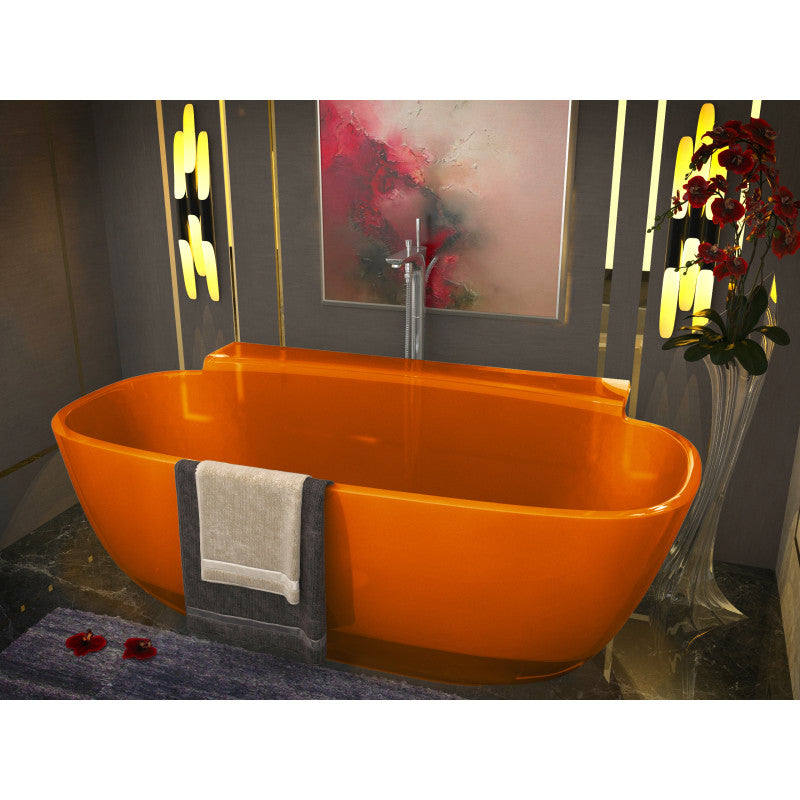 FT-AZ523 - Vida 5.2 ft. Solid Surface Center Drain Freestanding Bathtub in Honey Amber