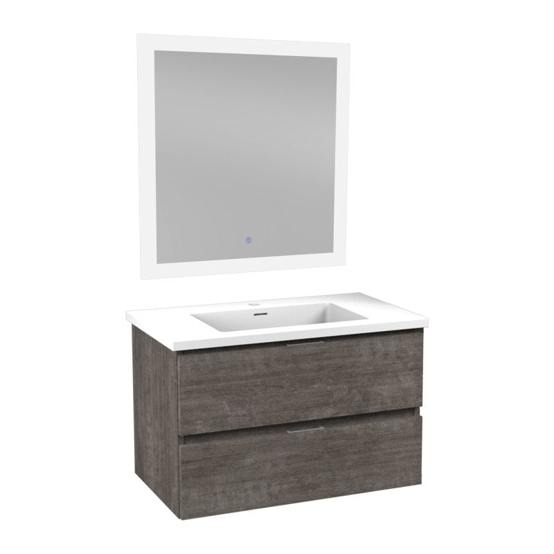 VT-MRCT30-GY - 30 in W x 20 in H x 18 in D Bath Vanity in Rich Grey with Cultured Marble Vanity Top in White with White Basin & Mirror