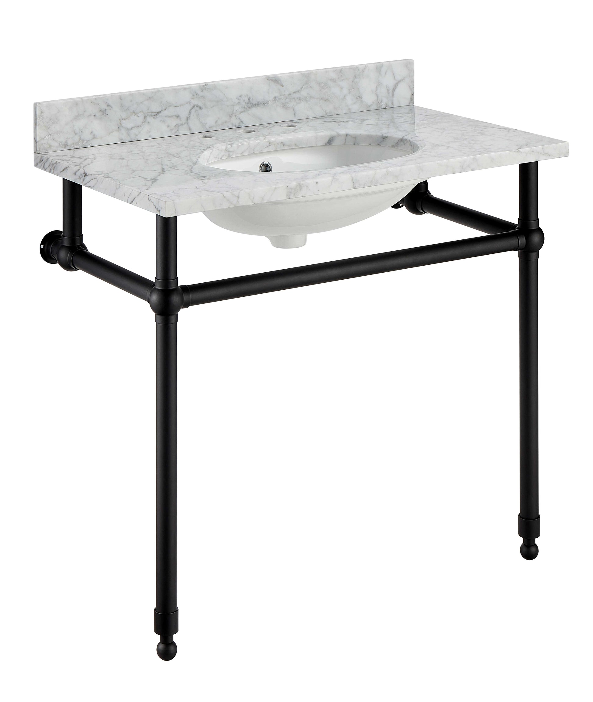 CS-FGC004-MB - Verona 34.5 in. Console Sink in Matte Black with Carrara White Counter Top