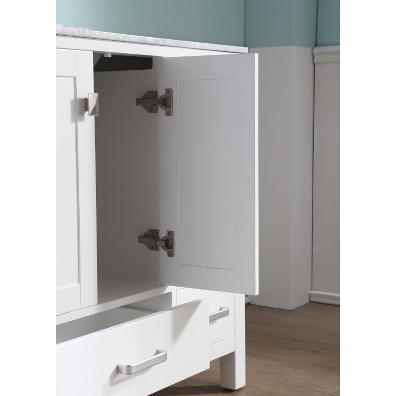 Chateau 36 in. W x 22 in. D Bathroom Bath Vanity Set with Carrara Marble Top with White Sink