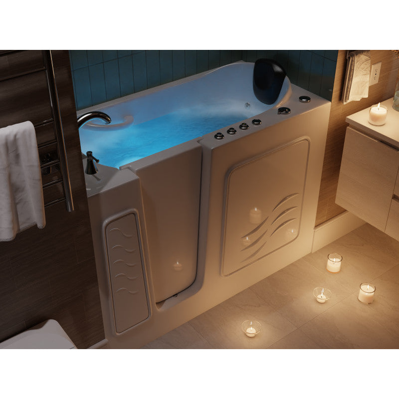 53 - 60 in. x 26 in. Left Drain Air and Whirlpool Jetted Walk-in Tub in White