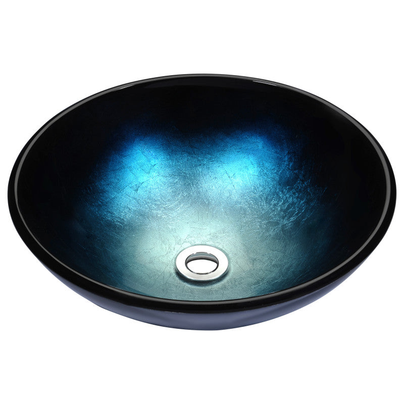 LS-AZ8185 - Tara Series Deco-Glass Vessel Sink in Deep Sea