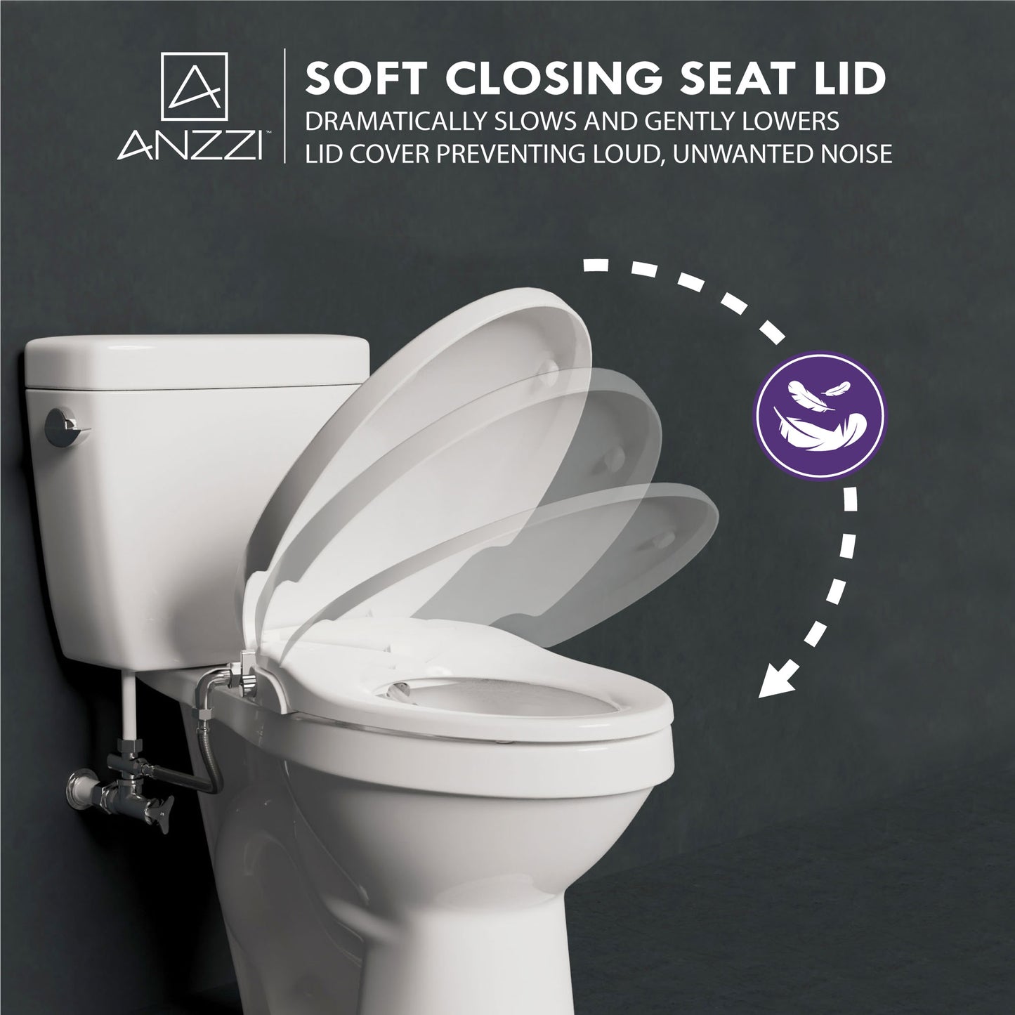 Troy Series Non-Electric Bidet Seat for Toilets in White with Dual Nozzle, Built-In Side Lever and Soft Close